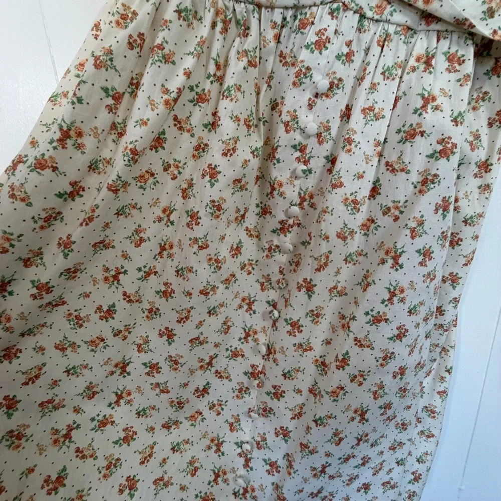 Evolutionary Floral Summer Mini Sundress Bow Dress Boho Cottagecore size medium - Picture 8 of 13